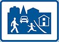 Skylt för rekommenderad hastighet 30 kilometer i timmen