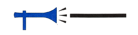 Blått signalhorn som tjuter ihållande