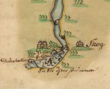 en äldre ritad karta över Nissafors bruk från år 1770