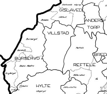 svartvit karta över villstad och närliggande orter