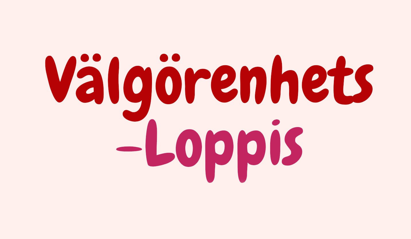 "Välgörenhets-Loppis" visas i rött med en ljusrosa bakgrund.