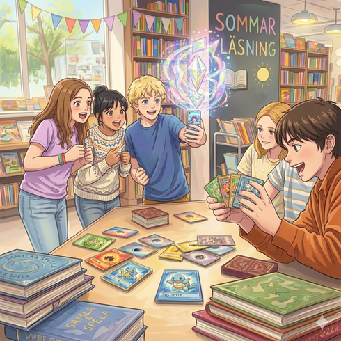 en ai-bild av ungdomar som spelar pokemon