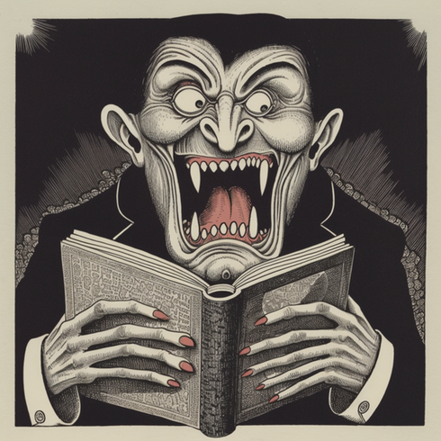 en ai-bild på dracula som läser
