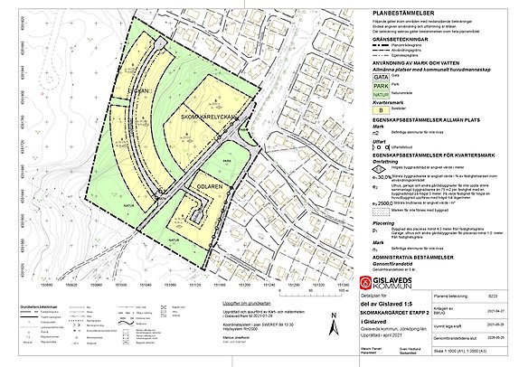 Plankarta för detaljplan Skomakargärdet etapp 2 i Gislaved
