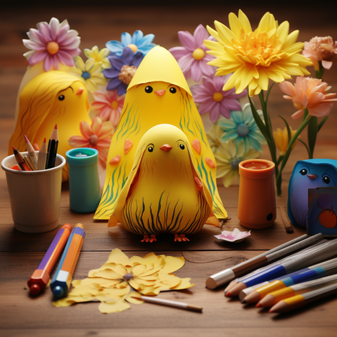 en pysslad påskkyckling