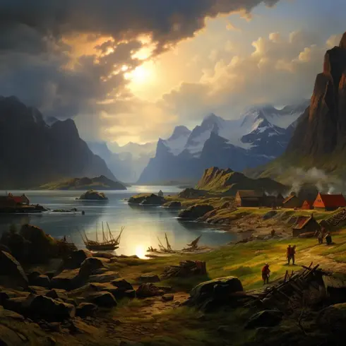 en vacker solnegång över en sjö med båtar i